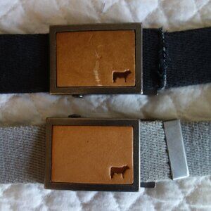 Lot of 2 WILL LEATHER GOODS, Oregon – Canvas Belts w/ Logo Buckle (Gray / Blue)